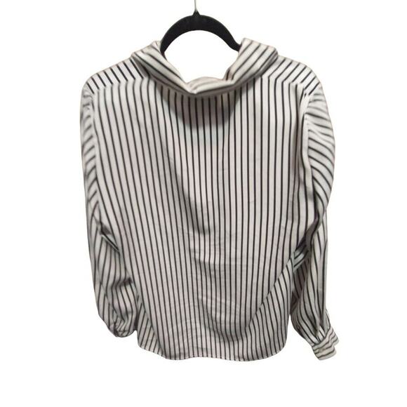 Vintage Leslie Fay Haberdashery Black Striped Button-Down Blouse Size 12 1980s - Picture 6 of 9